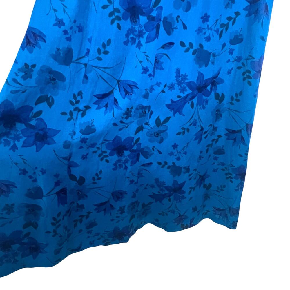 Laura Ashley Women's Size 8 Maxi Dress Linen Blend Sleeveless Blue Floral - Picture 4 of 10